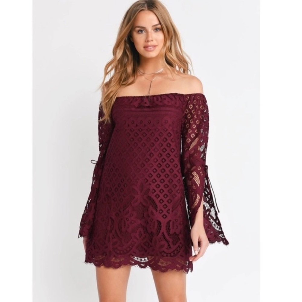 Tobi Take My Hand Wine Lace Shift Dress